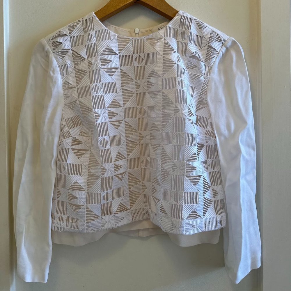 INTERMIX Cropped White Blouse